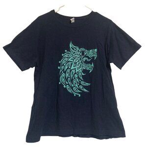 Women's Nordic Viking Tribal Wolf Graphic Tee T-Shirt